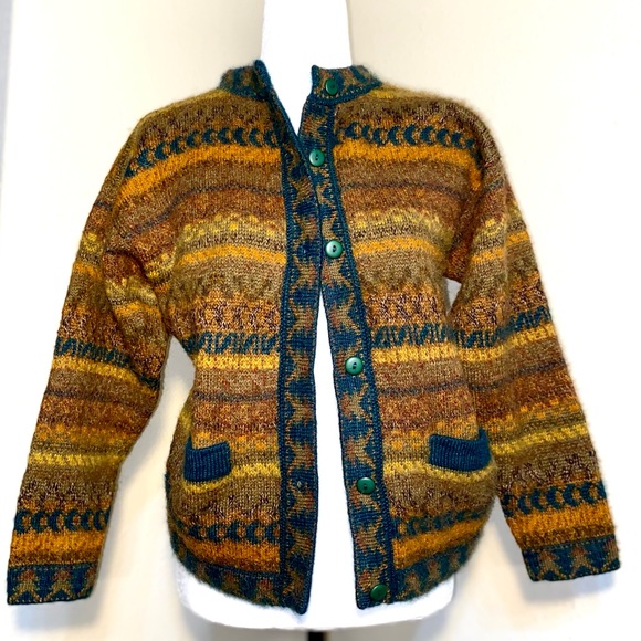 Alpaca 100% Cardigan Graphic Unisex - Picture 1 of 11